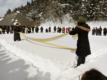 奥会津　道の駅　しょうわ　雪　まつり　イベント　からむし織　感ざらし　只見線　グルメ　福島　ショー　実演